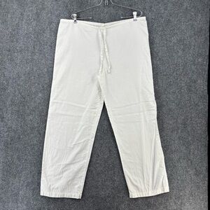 I. Magnin White 100% Cotton Pajama Pants Women’s Large Drawstring Waist